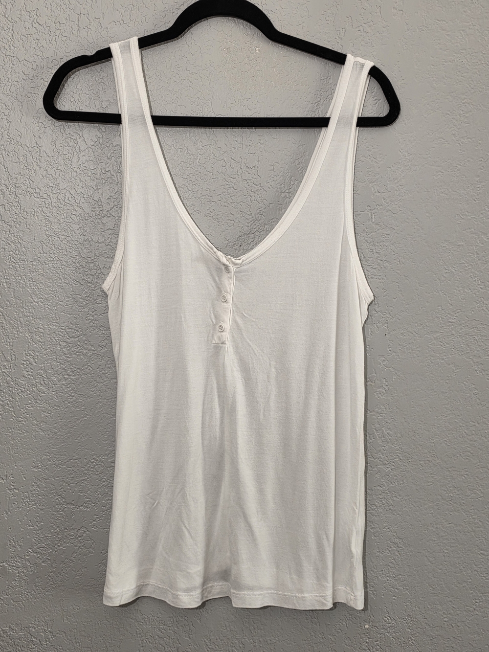 Frame Denim White V-Neck Button Tank 100% Modal Womens Large